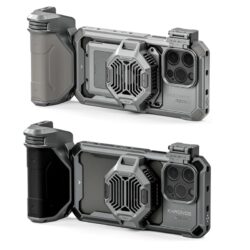 The Khronos iPhone 15 Pro Max Advanced Kit is designed for both models of the iPhone 15, which comes with a cage, handle, and cooling system.