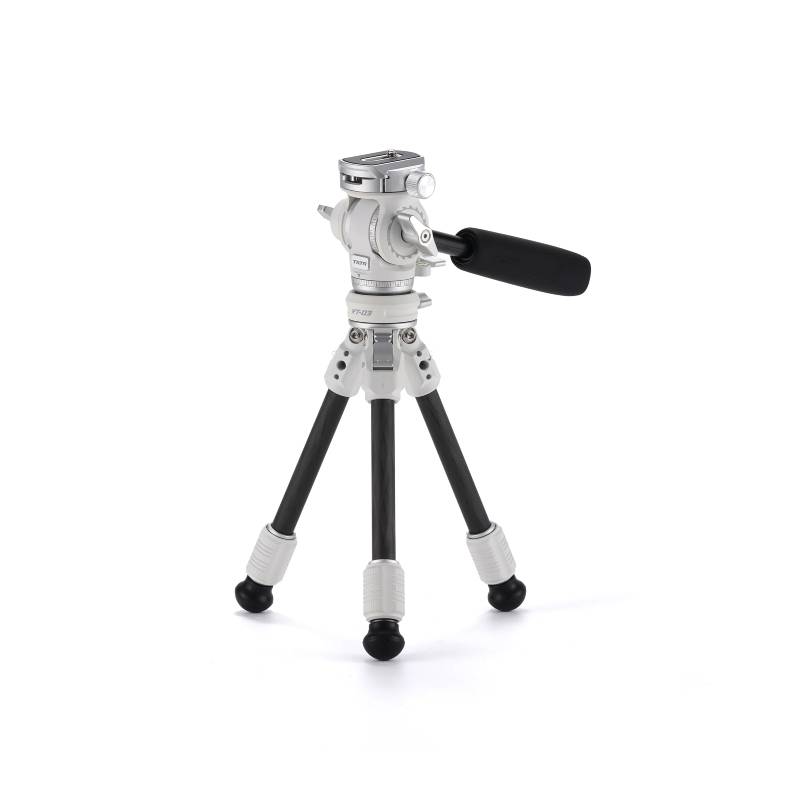 TILTA Table Top Video Tripod with Fluid Head and Carbon Legs - Snow White (TT-VT03-FB-SW)