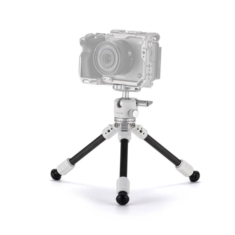 Tilta Tabletop Tripod Kit Tabletop Ball Head with 1-Stage Carbon Fiber Tripod Legs - Snow White (TT-BT03-FB-SW)