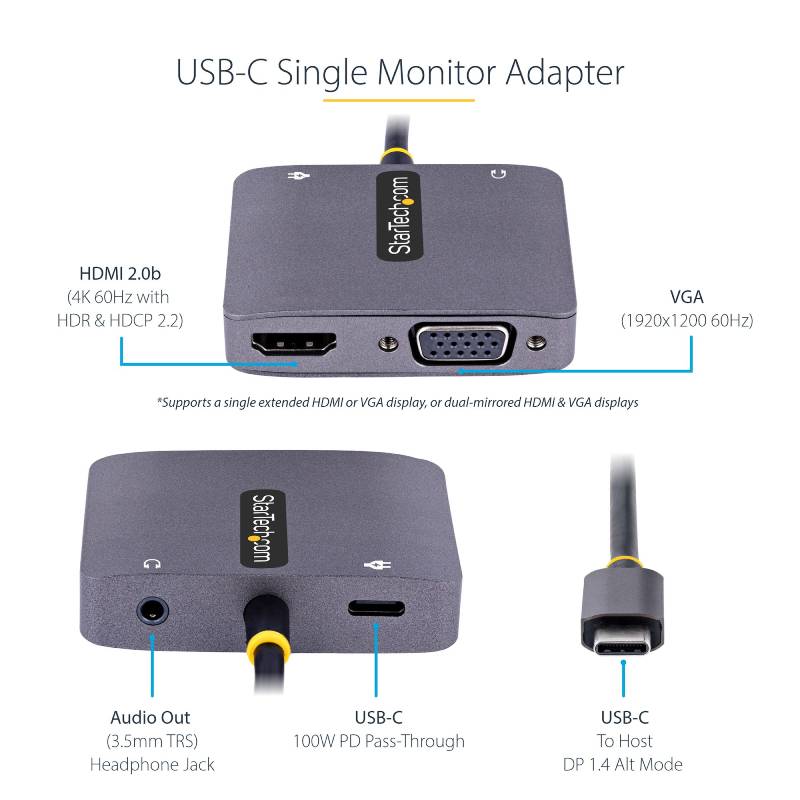 Startech USB C to HDMI VGA Multiport Video Adapter