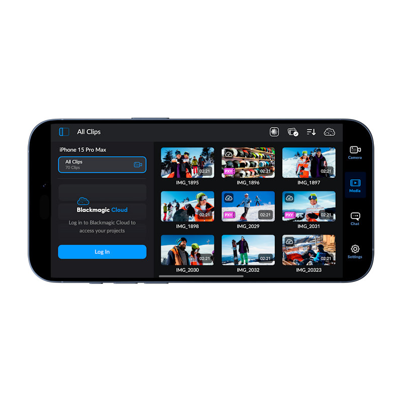 Blackmagic-Camera-for-iOS en Android Local Media Clips