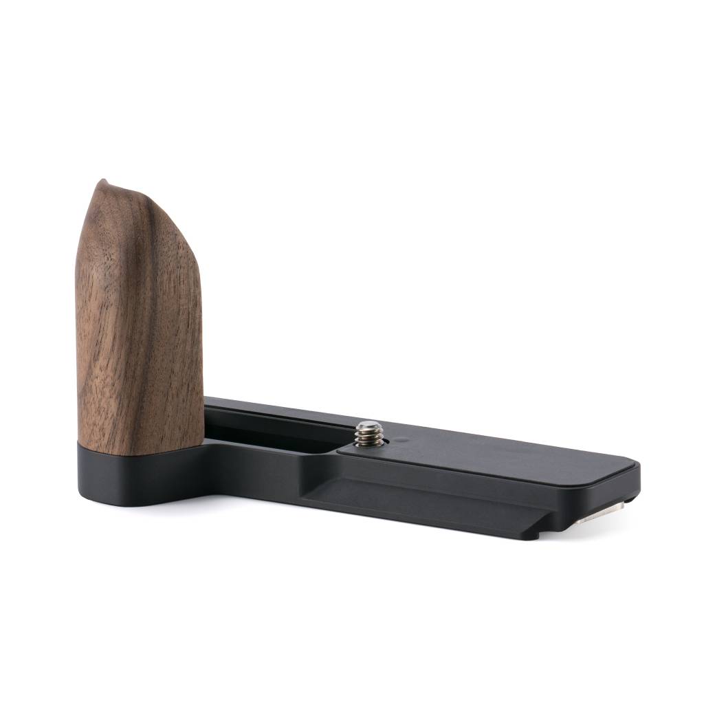 Mounting Baseplate with Wooden Grip for Canon PowerShot V1 – Black